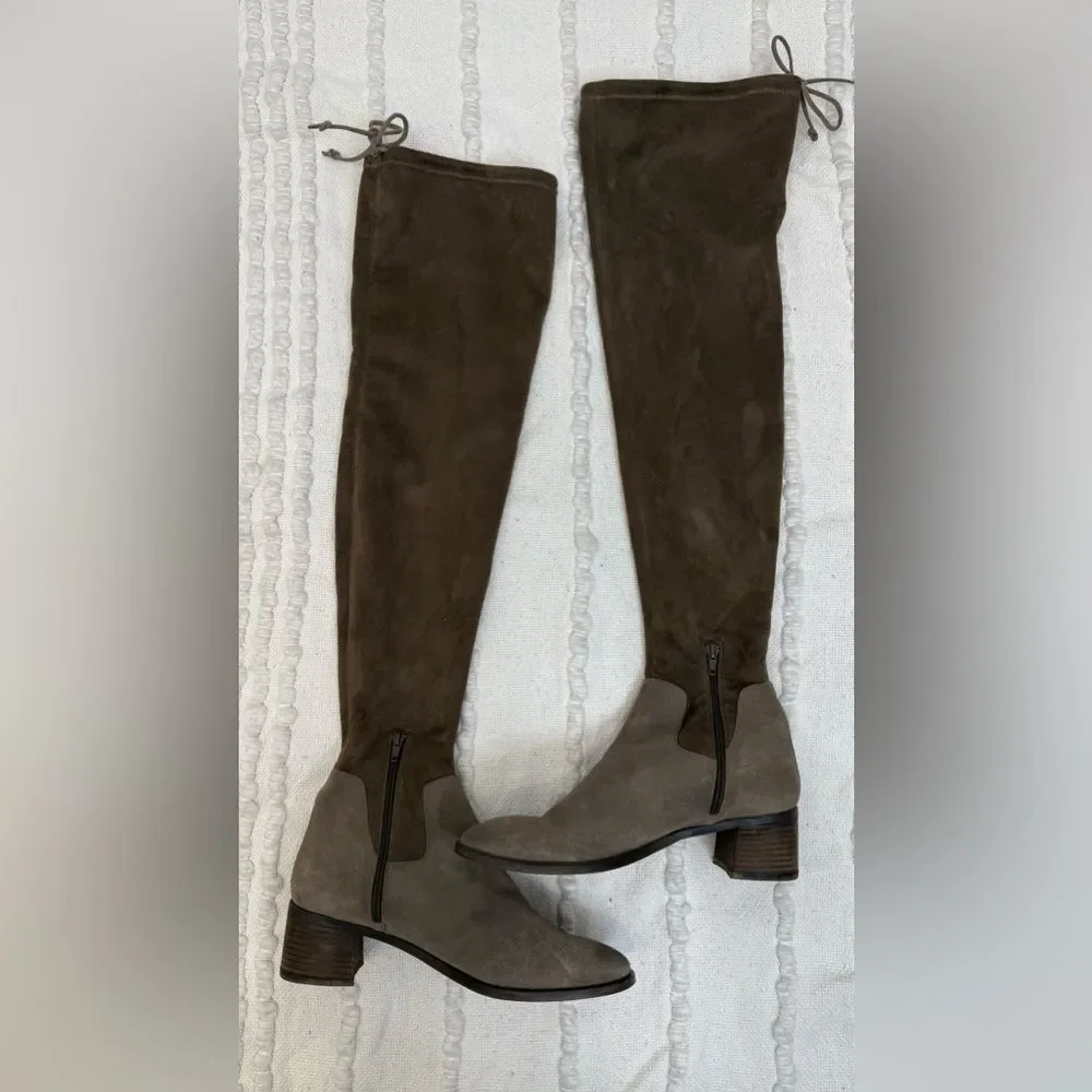 Free People Coast to Coast Over the Knee Boots Taupe Brown Suede Women Size 10